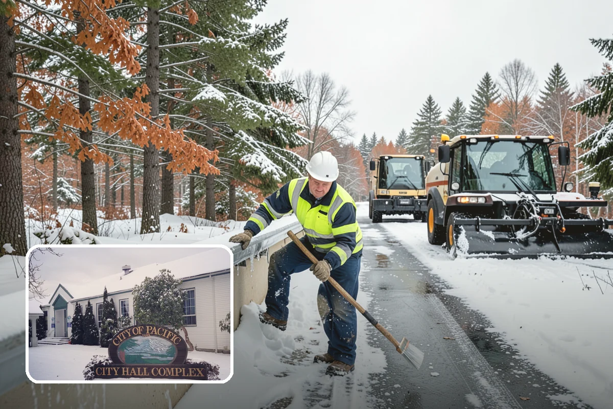 Boardwalk Snow Clearing in Pacific, King County, WA - Protects wood and composite decking from blade damage