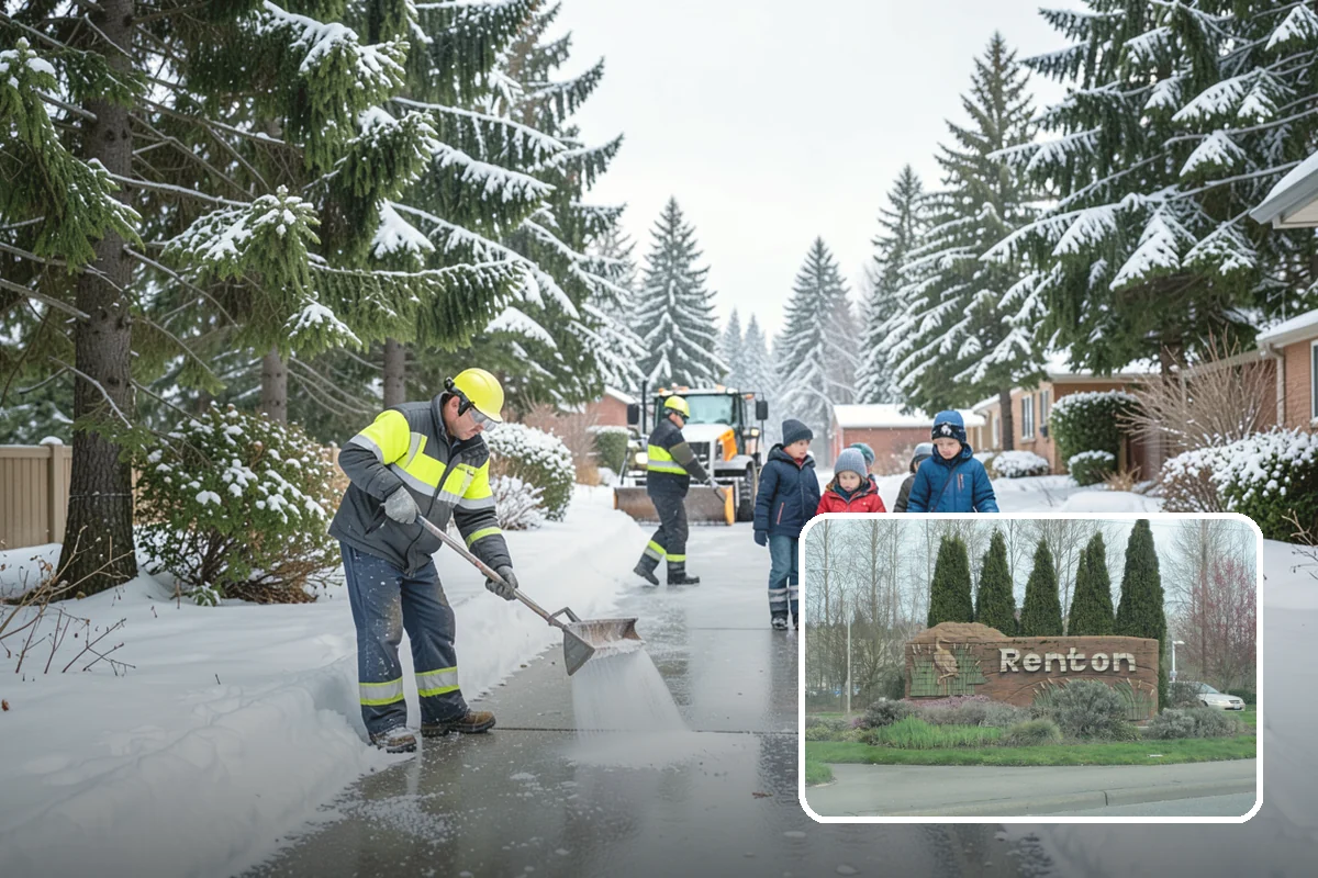 Boardwalk Snow Clearing in Renton, King County, WA - Protects wood and composite decking from blade damage