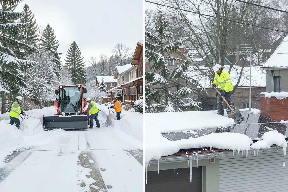 Boardwalk Snow Clearing in Renton, King County, WA - Clear the boardwalk by hand with poly-edge tools