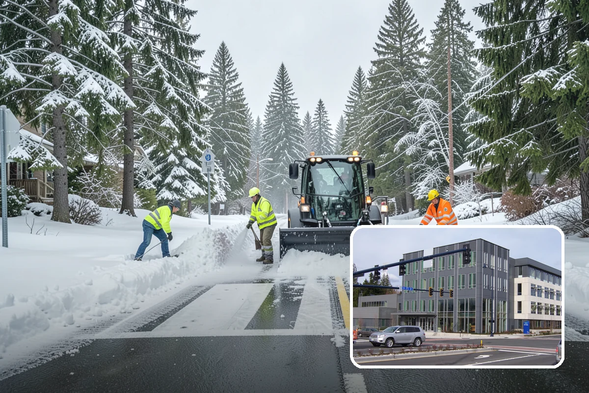 Boardwalk Snow Clearing in Shoreline, King County, WA - Protects wood and composite decking from blade damage