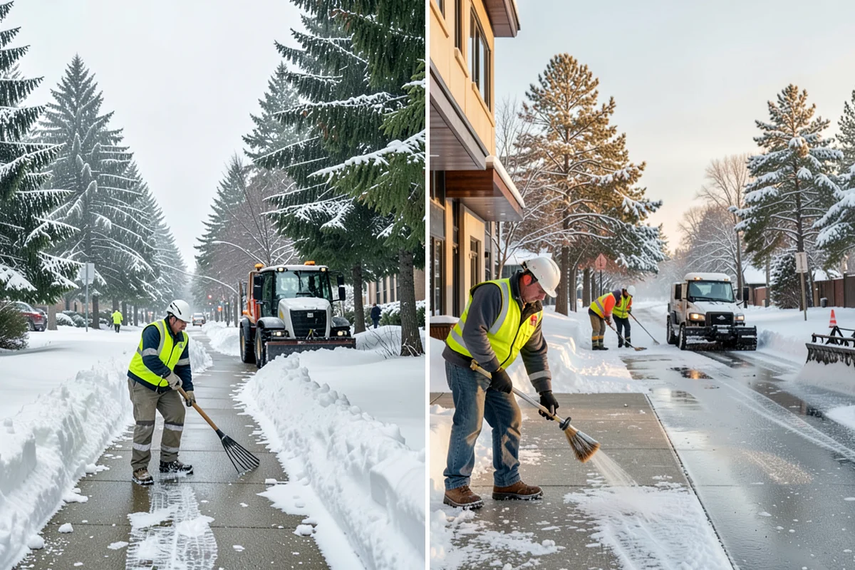 Boardwalk Snow Clearing in Shoreline, King County, WA - Clear the boardwalk by hand with poly-edge tools