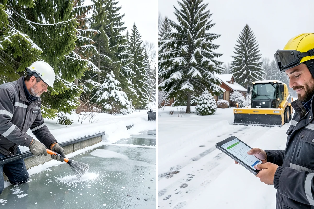 Boardwalk Snow Clearing in Snoqualmie, King County, WA - Clear the boardwalk by hand with poly-edge tools