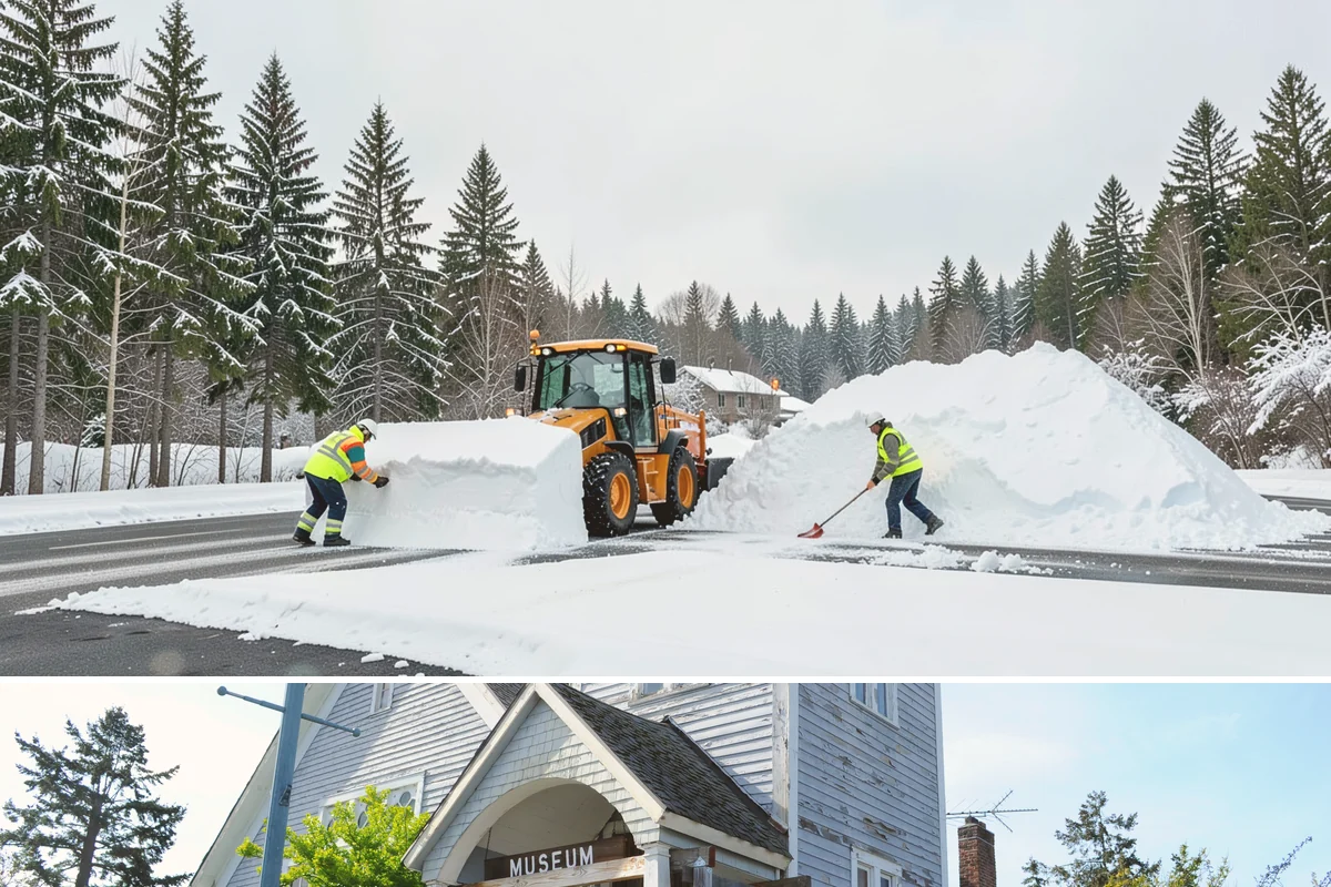 Boardwalk Snow Clearing in Steilacoom, Pierce County, WA - Clear boardwalks promptly during each freeze, as waterfront humidity keeps them icy through the December-to-February cold spells.