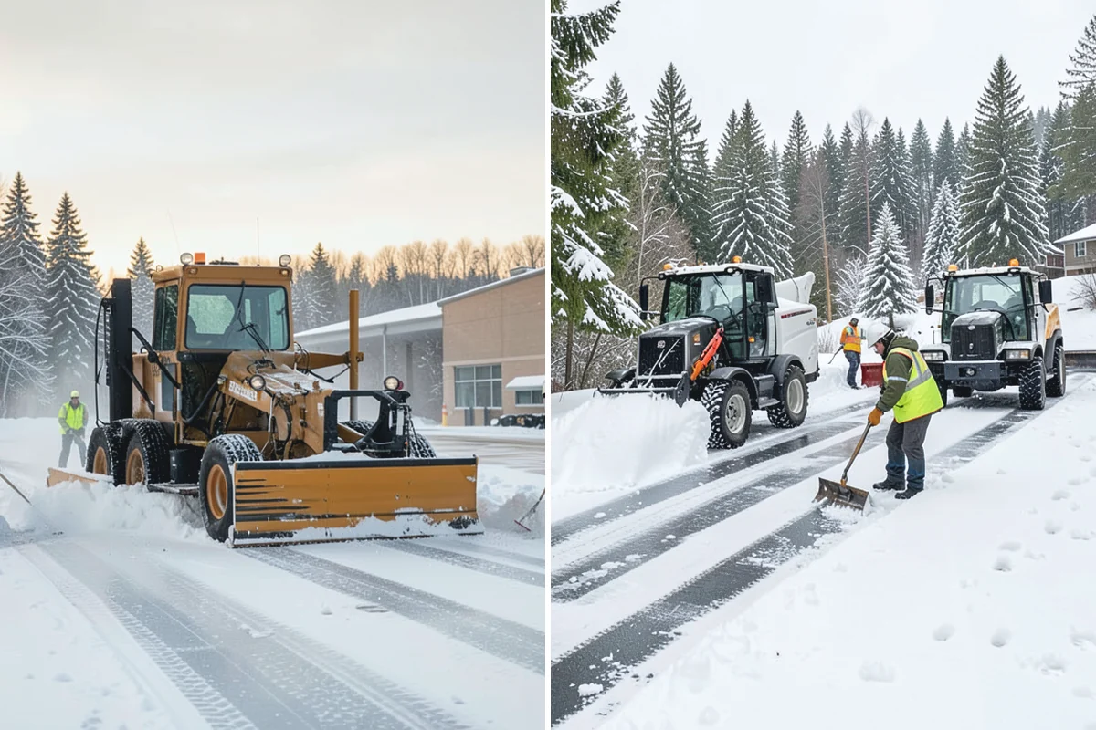 Boardwalk Snow Clearing in Sumner, Pierce County, WA - Clear the boardwalk by hand with poly-edge tools