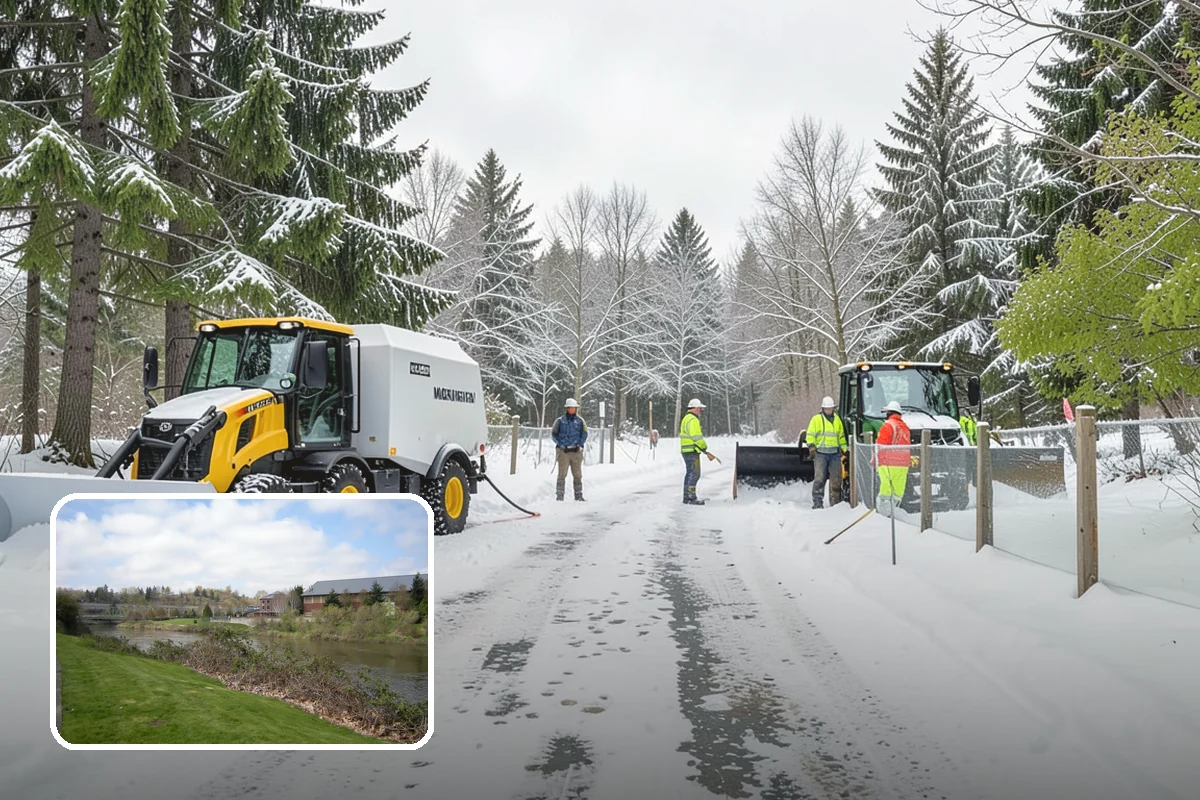 Boardwalk Snow Clearing in Tukwila, King County, WA - Protects wood and composite decking from blade damage