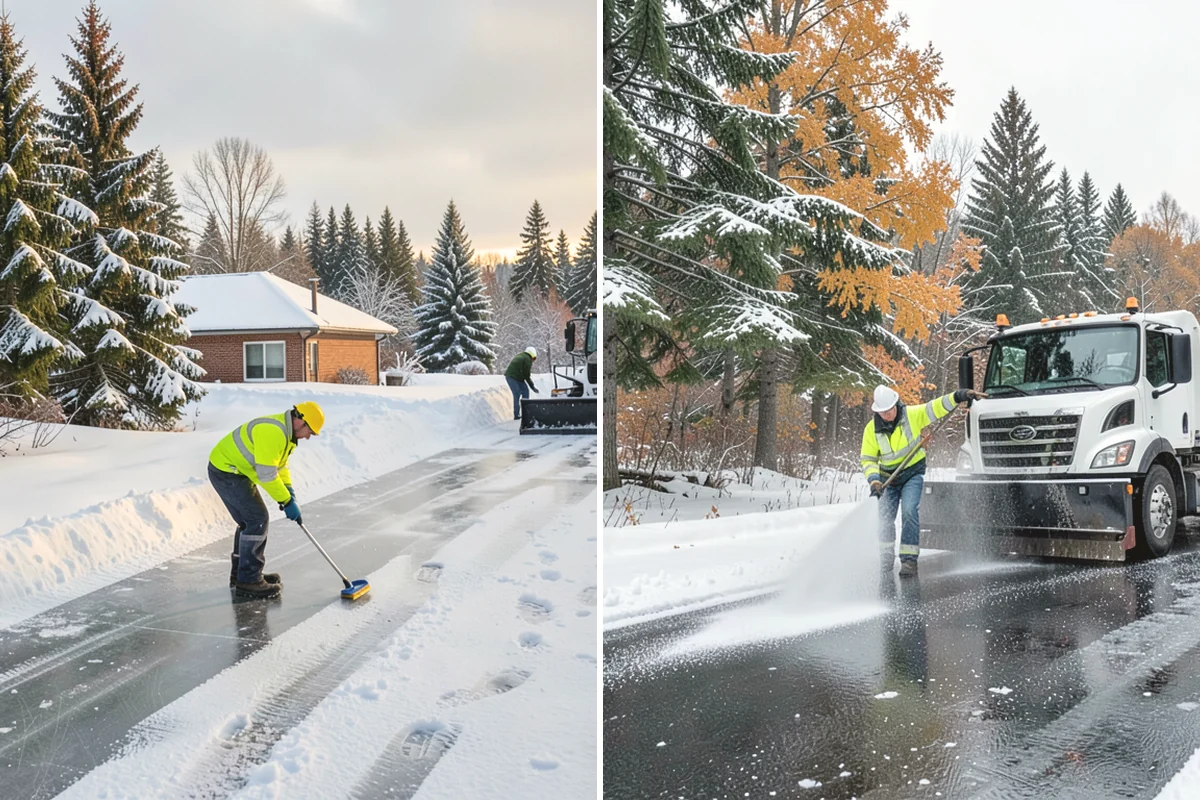 Boardwalk Snow Clearing in Tukwila, King County, WA - Clear the boardwalk by hand with poly-edge tools
