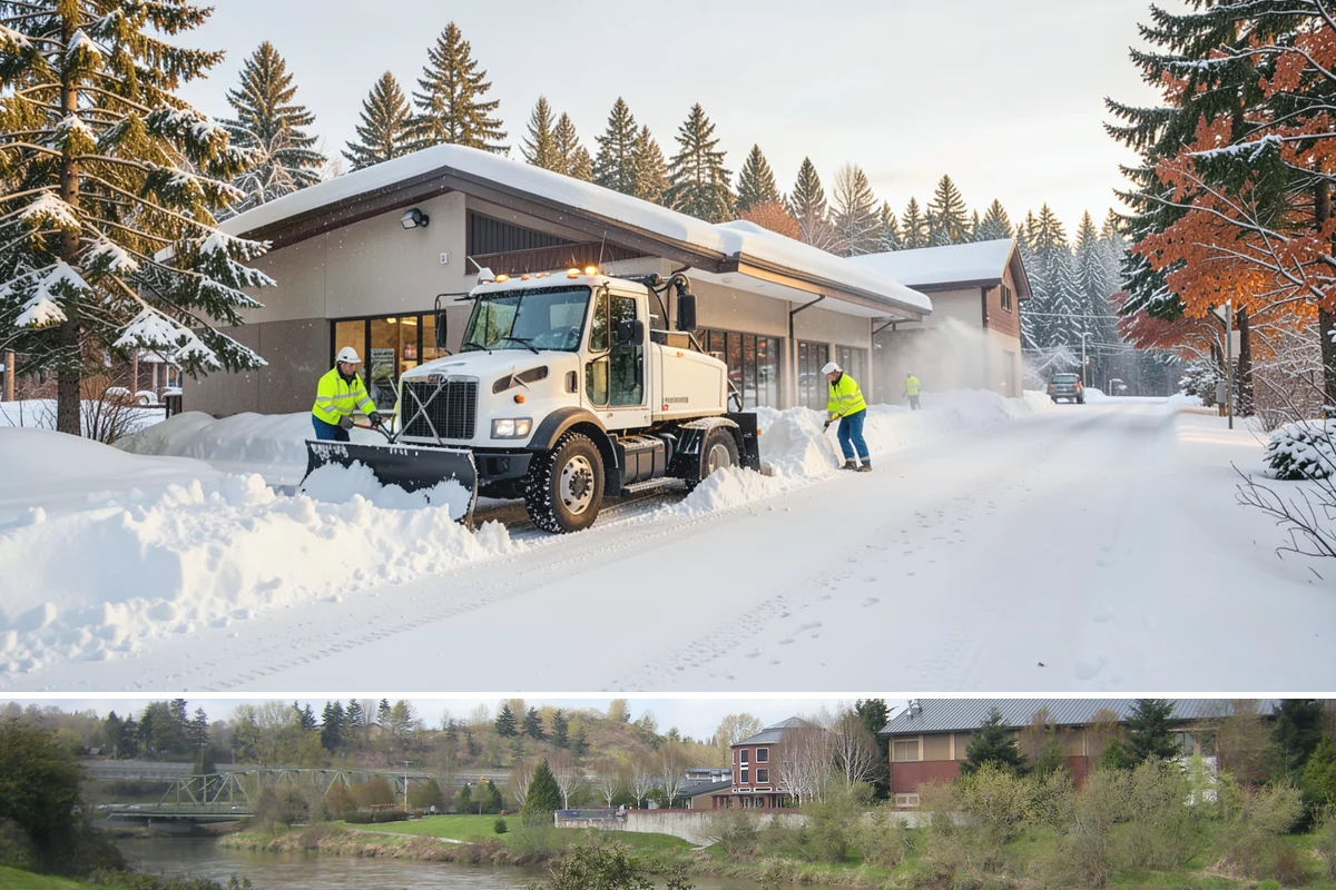 Boardwalk Snow Clearing in Tukwila, King County, WA - Clear boardwalks promptly during each freeze, as waterfront humidity keeps them icy through the December-to-February cold spells.