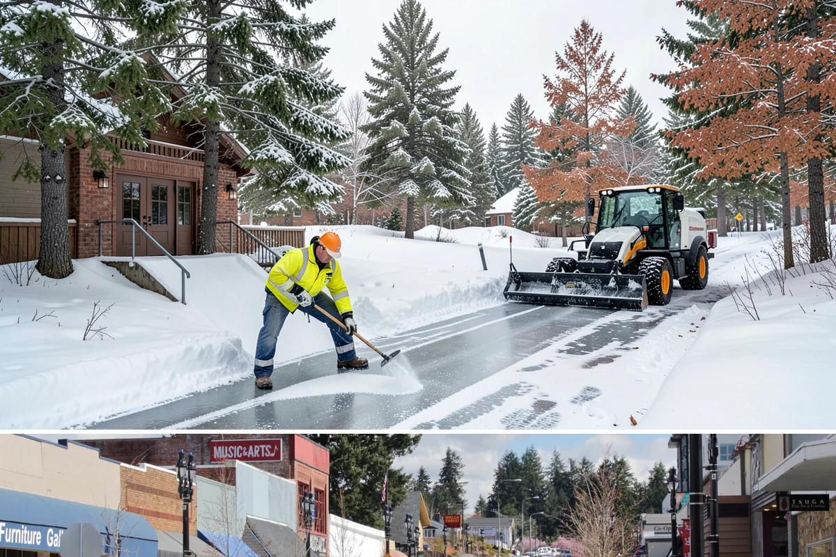 Box Plow Service in Bothell, King County, WA - Box plow service is used throughout the snow season, mainly December through February, on large paved commercial properties.