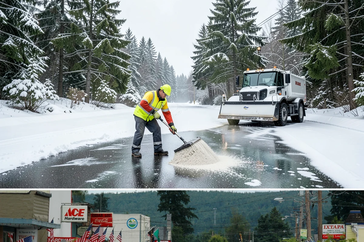 Box Plow Service in Carnation, King County, WA - Box plow service is used throughout the snow season, mainly December through February, on large paved commercial properties.