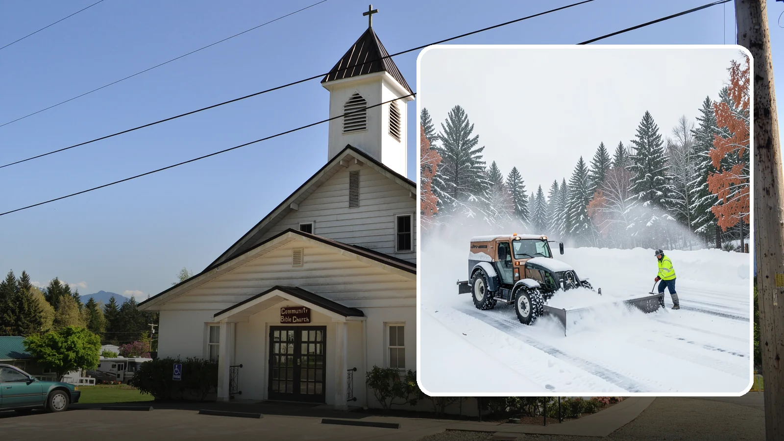 Box Plow Service in Concrete, Skagit County, WA - Our box plows clear large flat surfaces efficiently by containing and carrying heavy snow in each pass.