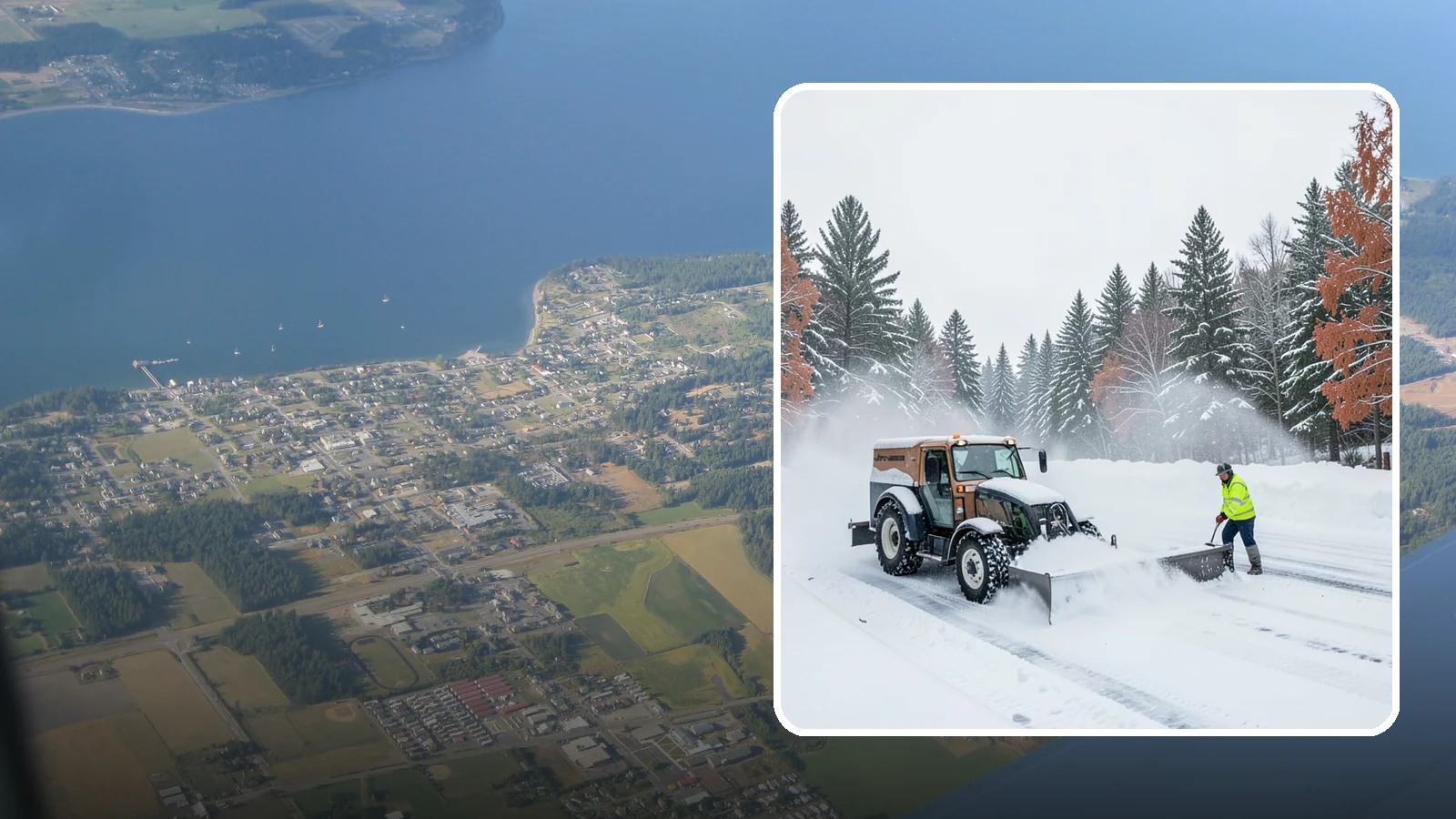 Box Plow Service in Coupeville, Island County, WA - Our box plows clear large flat surfaces efficiently by containing and carrying heavy snow in each pass.