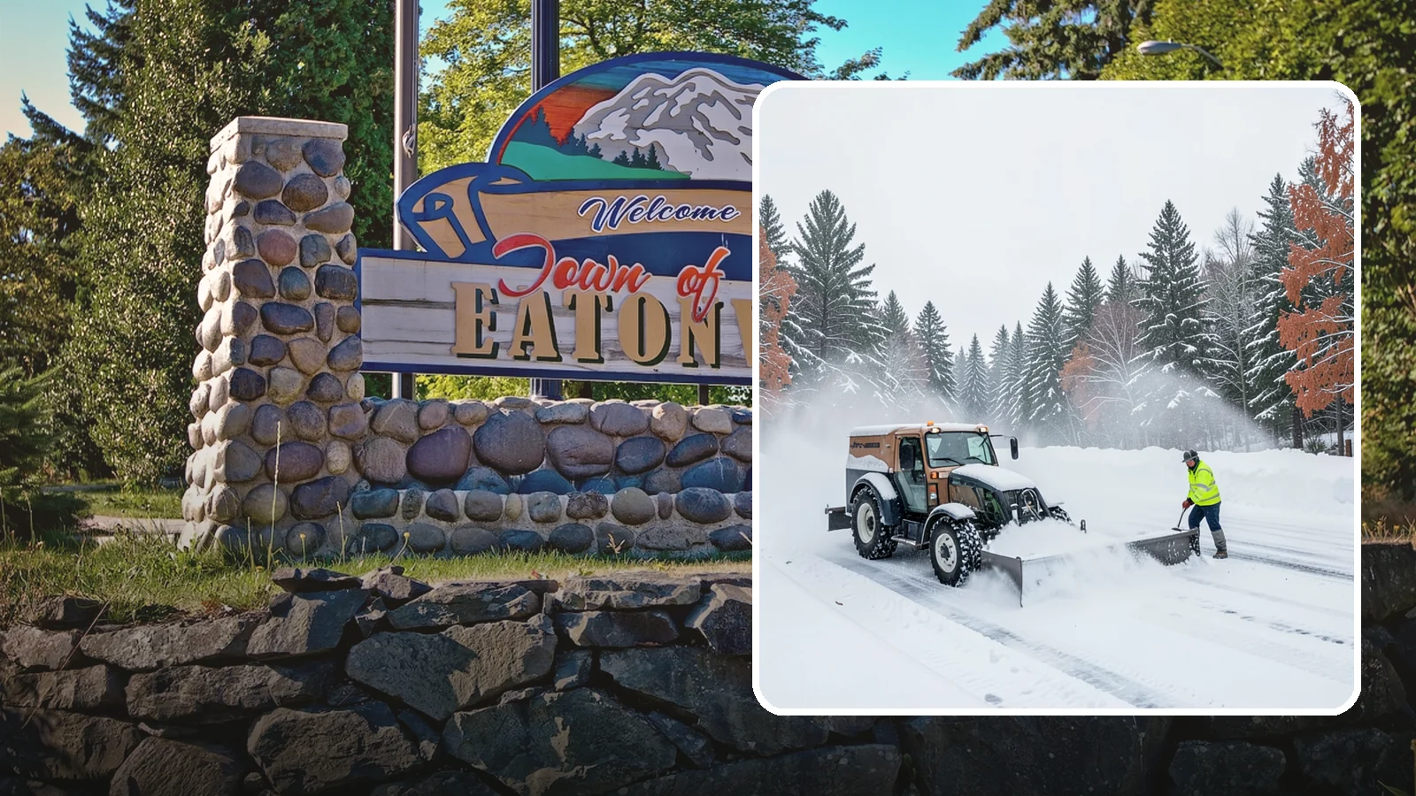Box Plow Service in Eatonville, Pierce County, WA - Our box plows clear large flat surfaces efficiently by containing and carrying heavy snow in each pass.