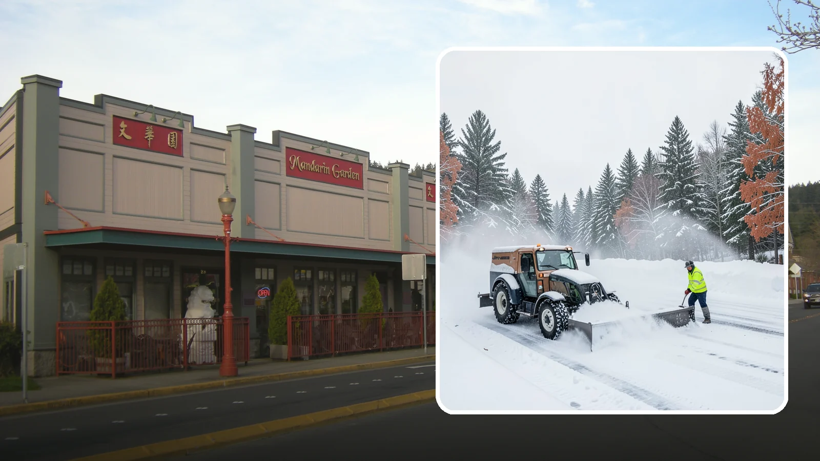 Box Plow Service in Issaquah, King County, WA - Our box plows clear large flat surfaces efficiently by containing and carrying heavy snow in each pass.