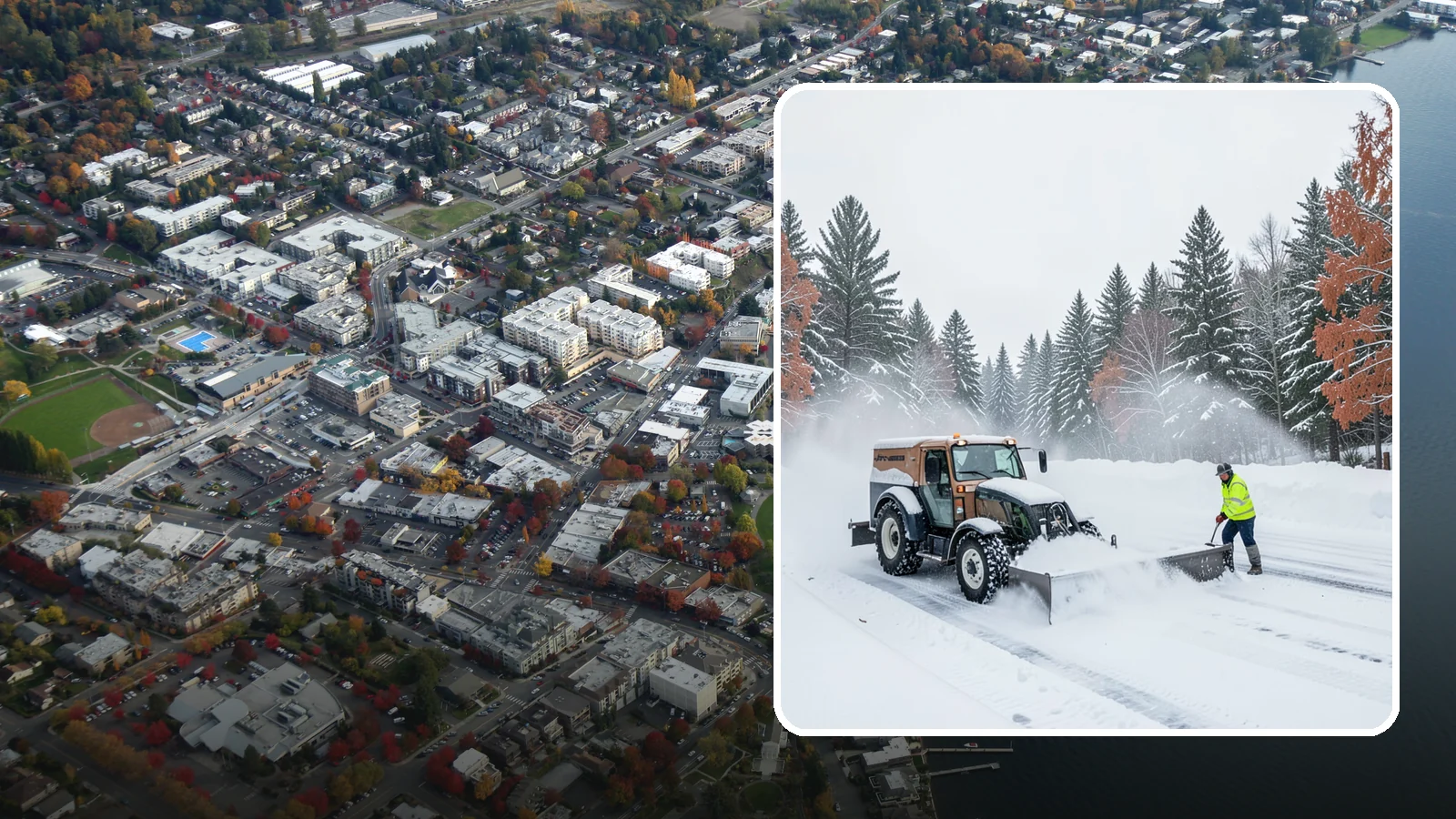 Box Plow Service in Kirkland, King County, WA - Our box plows clear large flat surfaces efficiently by containing and carrying heavy snow in each pass.