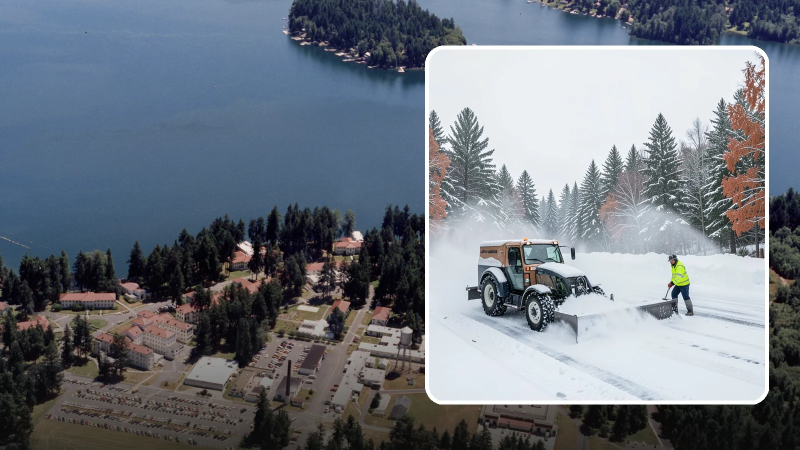 Box Plow Service in Lakewood, Pierce County, WA - Our box plows clear large flat surfaces efficiently by containing and carrying heavy snow in each pass.