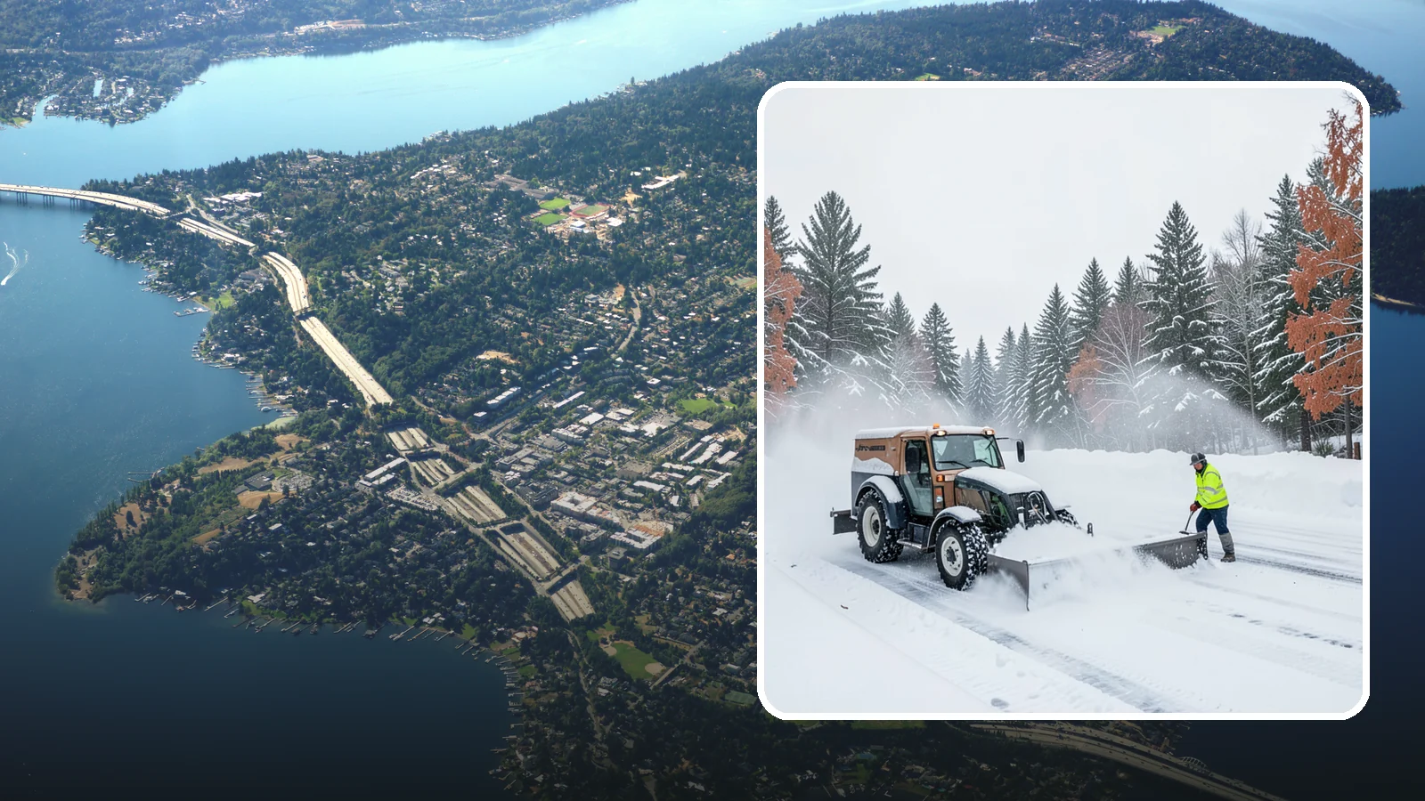 Box Plow Service in Mercer Island, King County, WA - Our box plows clear large flat surfaces efficiently by containing and carrying heavy snow in each pass.