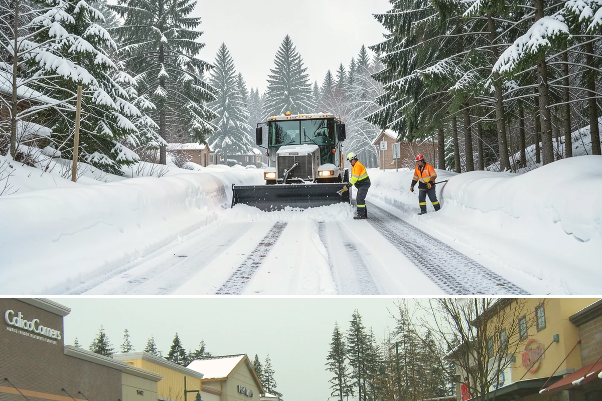 Box Plow Service in Mill Creek, Snohomish County, WA - Box plow service is used throughout the snow season, mainly December through February, on large paved commercial properties.