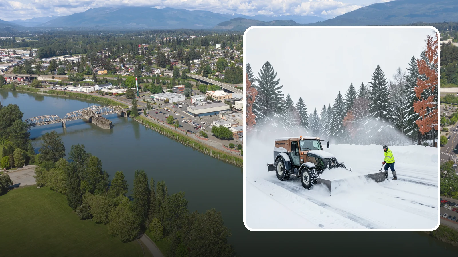 Box Plow Service in Mount Vernon, Skagit County, WA - Our box plows clear large flat surfaces efficiently by containing and carrying heavy snow in each pass.