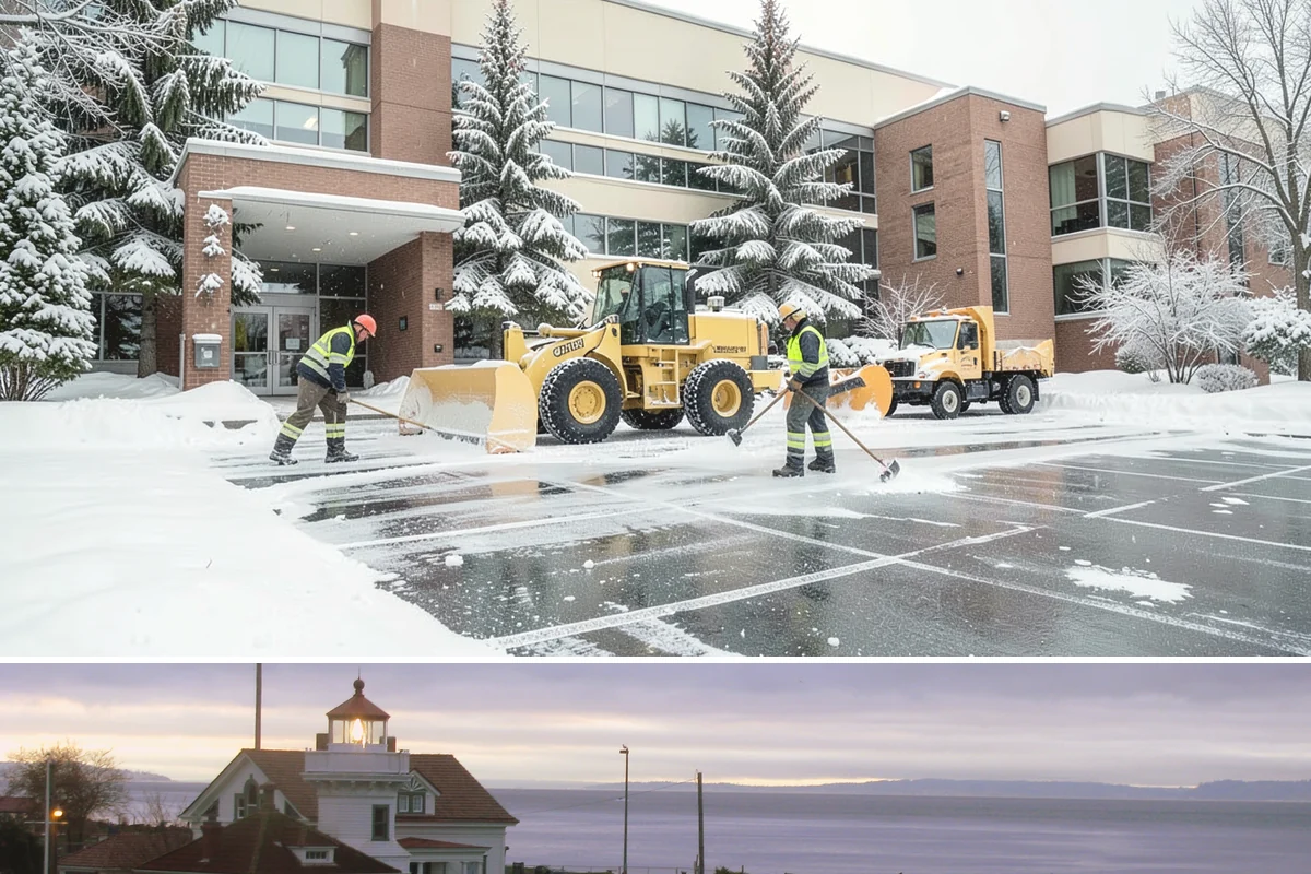 Box Plow Service in Mukilteo, Snohomish County, WA - Box plow service is used throughout the snow season, mainly December through February, on large paved commercial properties.