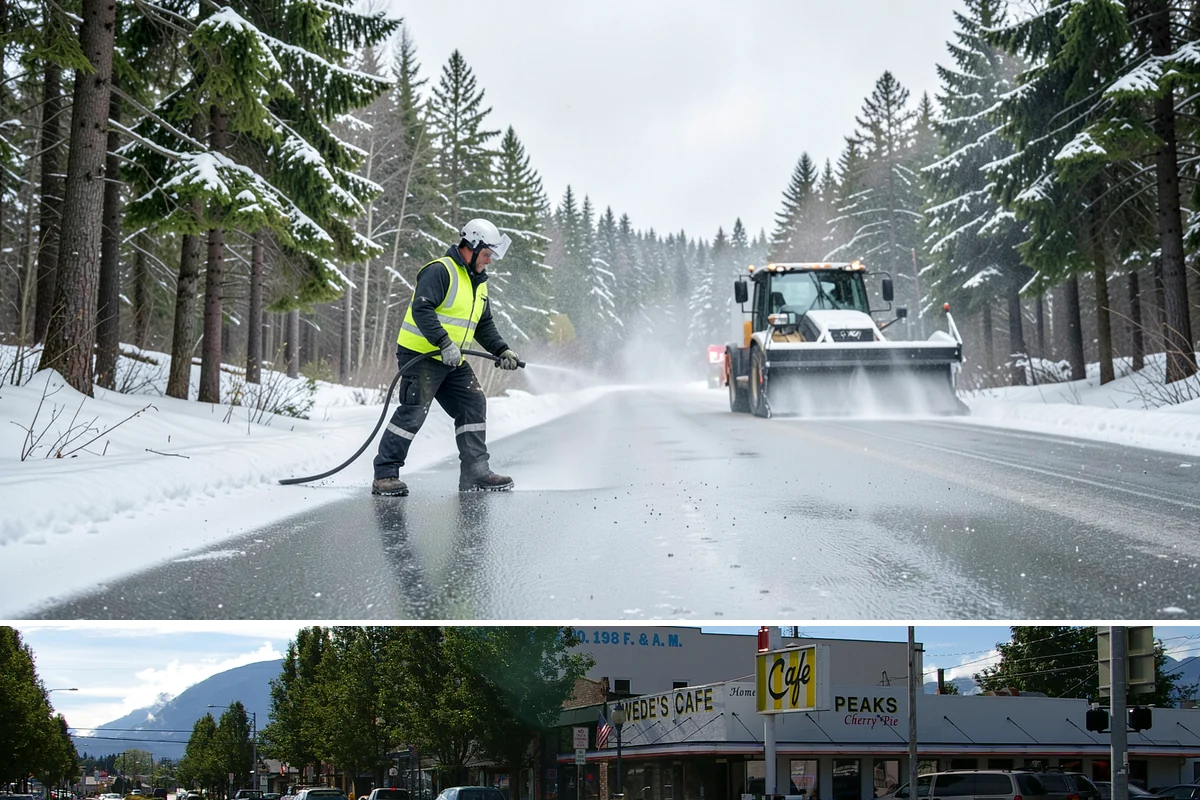 Box Plow Service in North Bend, King County, WA - Box plow service is used throughout the snow season, mainly December through February, on large paved commercial properties.