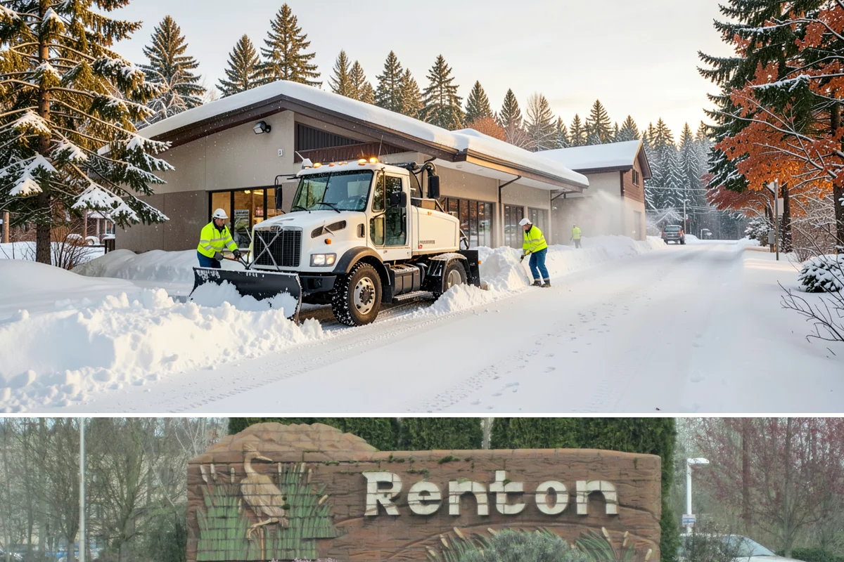 Box Plow Service in Renton, King County, WA - Box plow service is used throughout the snow season, mainly December through February, on large paved commercial properties.