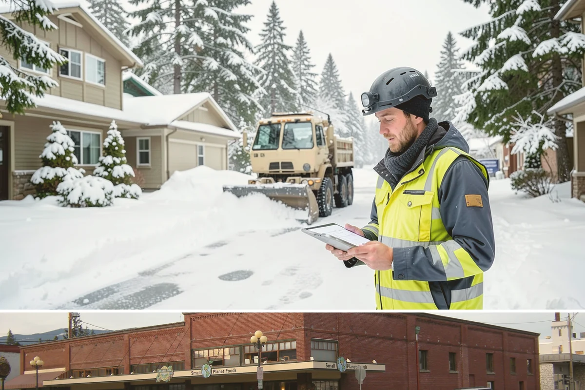 Box Plow Service in Sedro-Woolley, Skagit County, WA - Box plow service is used throughout the snow season, mainly December through February, on large paved commercial properties.