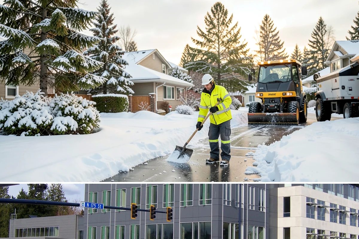 Box Plow Service in Shoreline, King County, WA - Box plow service is used throughout the snow season, mainly December through February, on large paved commercial properties.