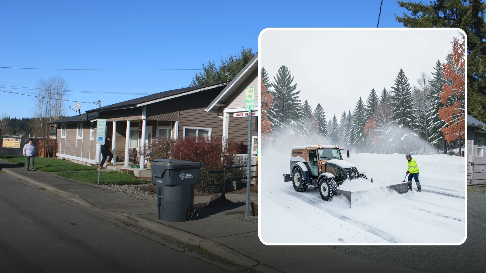 Box Plow Service in South Prairie, Pierce County, WA - Our box plows clear large flat surfaces efficiently by containing and carrying heavy snow in each pass.