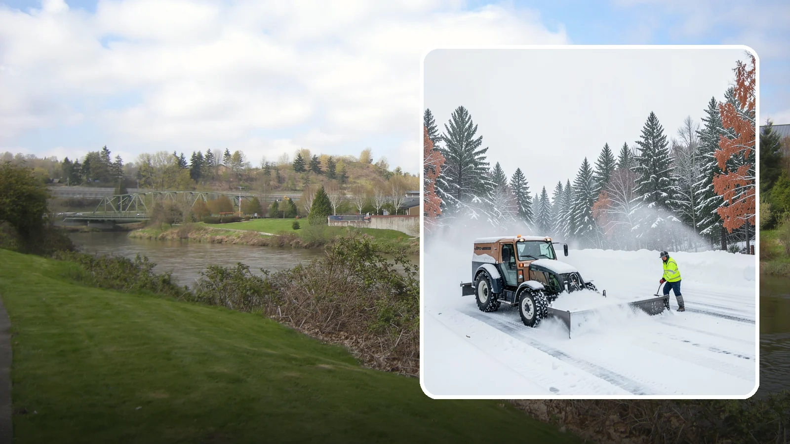 Box Plow Service in Tukwila, King County, WA - Our box plows clear large flat surfaces efficiently by containing and carrying heavy snow in each pass.