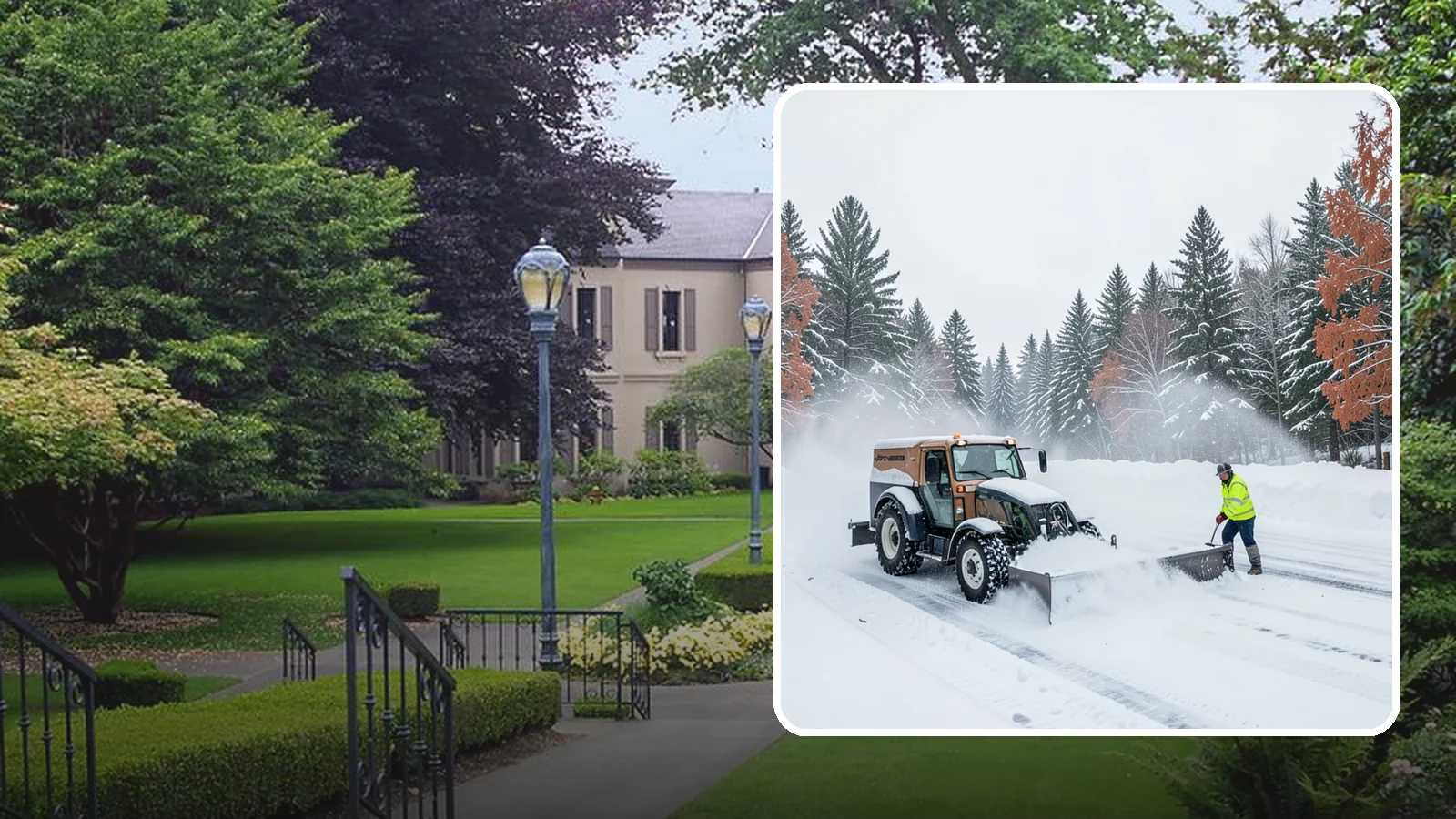 Box Plow Service in Woodinville, King County, WA - Our box plows clear large flat surfaces efficiently by containing and carrying heavy snow in each pass.
