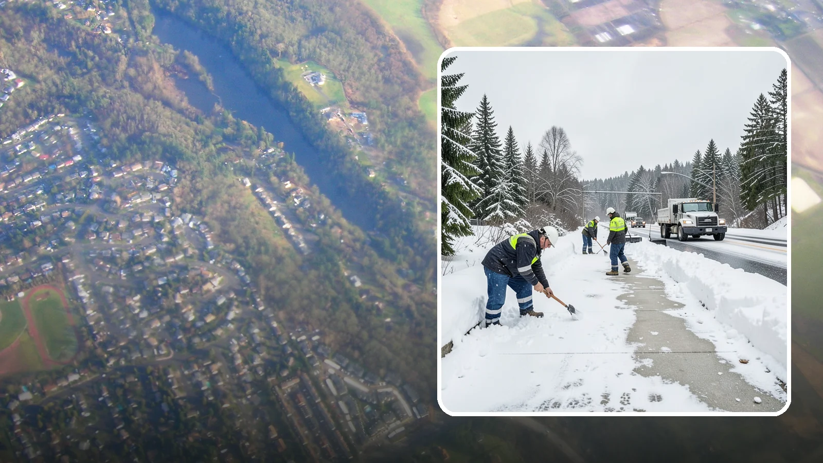 Bridge Deck Snow Removal in Algona, King County, WA - Clearing and anti-icing of pedestrian and vehicle bridge decks that freeze before any road surface around them.