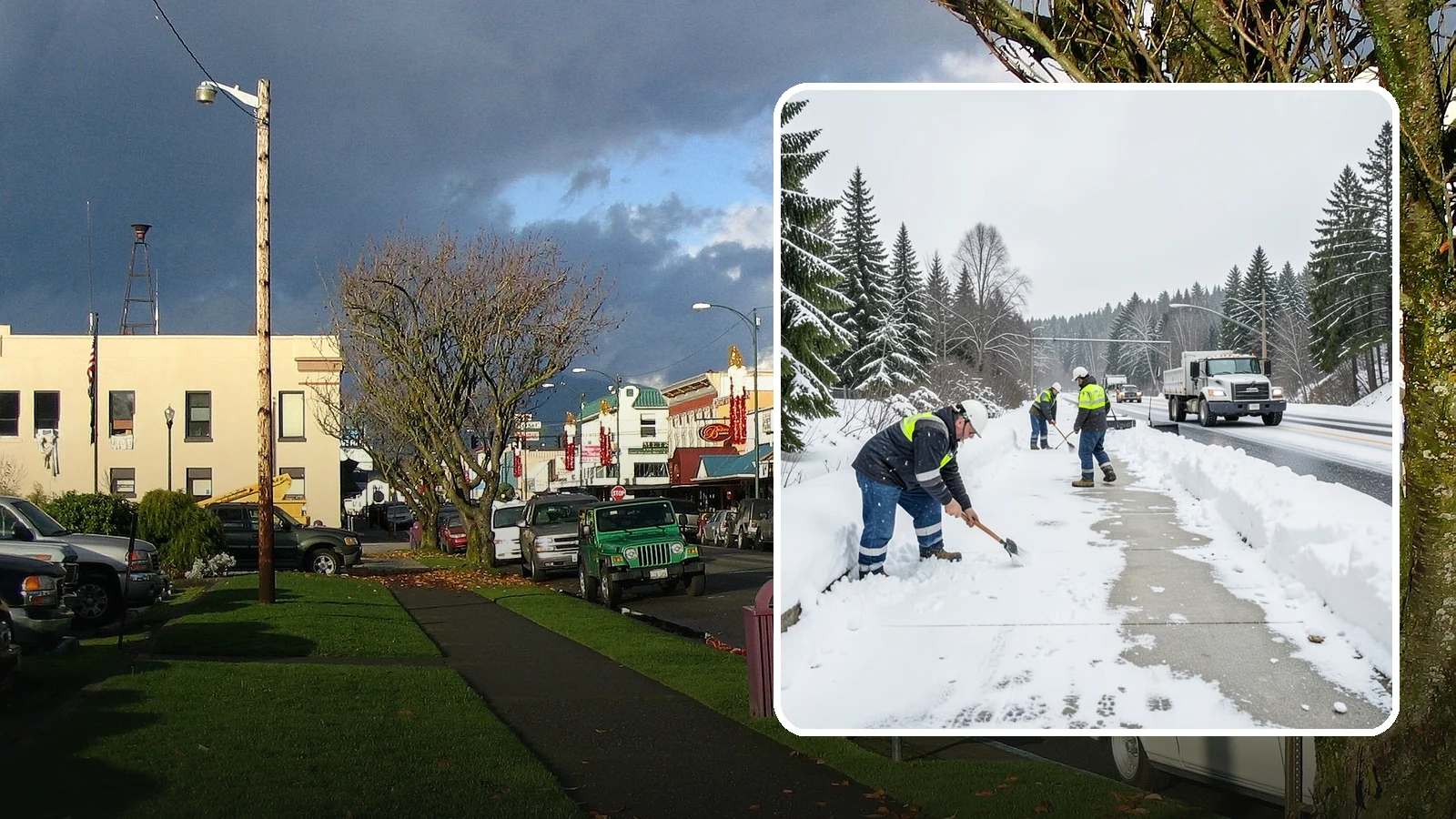 Bridge Deck Snow Removal in Arlington, Snohomish County, WA - Clearing and anti-icing of pedestrian and vehicle bridge decks that freeze before any road surface around them.