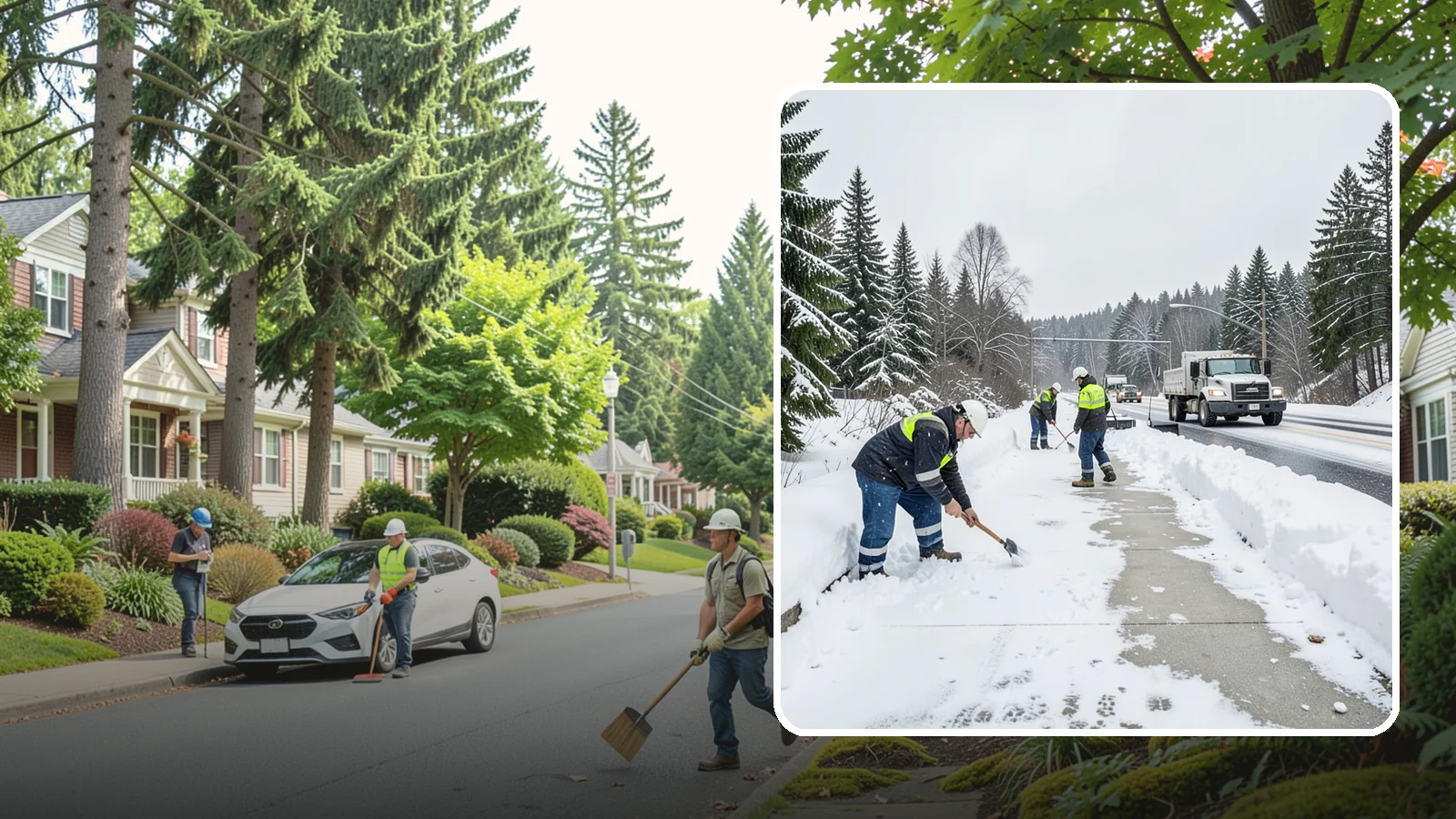 Bridge Deck Snow Removal in Beaux Arts Village, King County, WA - Clearing and anti-icing of pedestrian and vehicle bridge decks that freeze before any road surface around them.