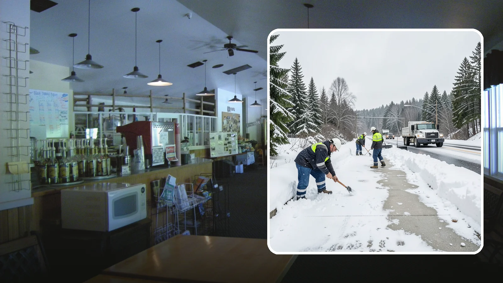 Bridge Deck Snow Removal in Black Diamond, King County, WA - Clearing and anti-icing of pedestrian and vehicle bridge decks that freeze before any road surface around them.