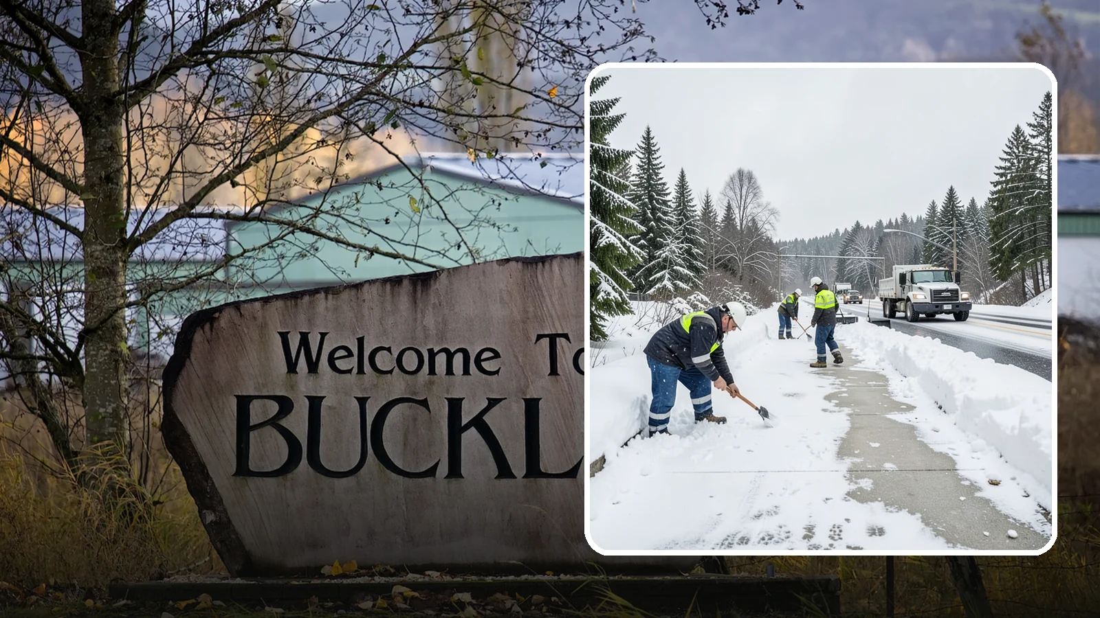 Bridge Deck Snow Removal in Buckley, Pierce County, WA - Clearing and anti-icing of pedestrian and vehicle bridge decks that freeze before any road surface around them.