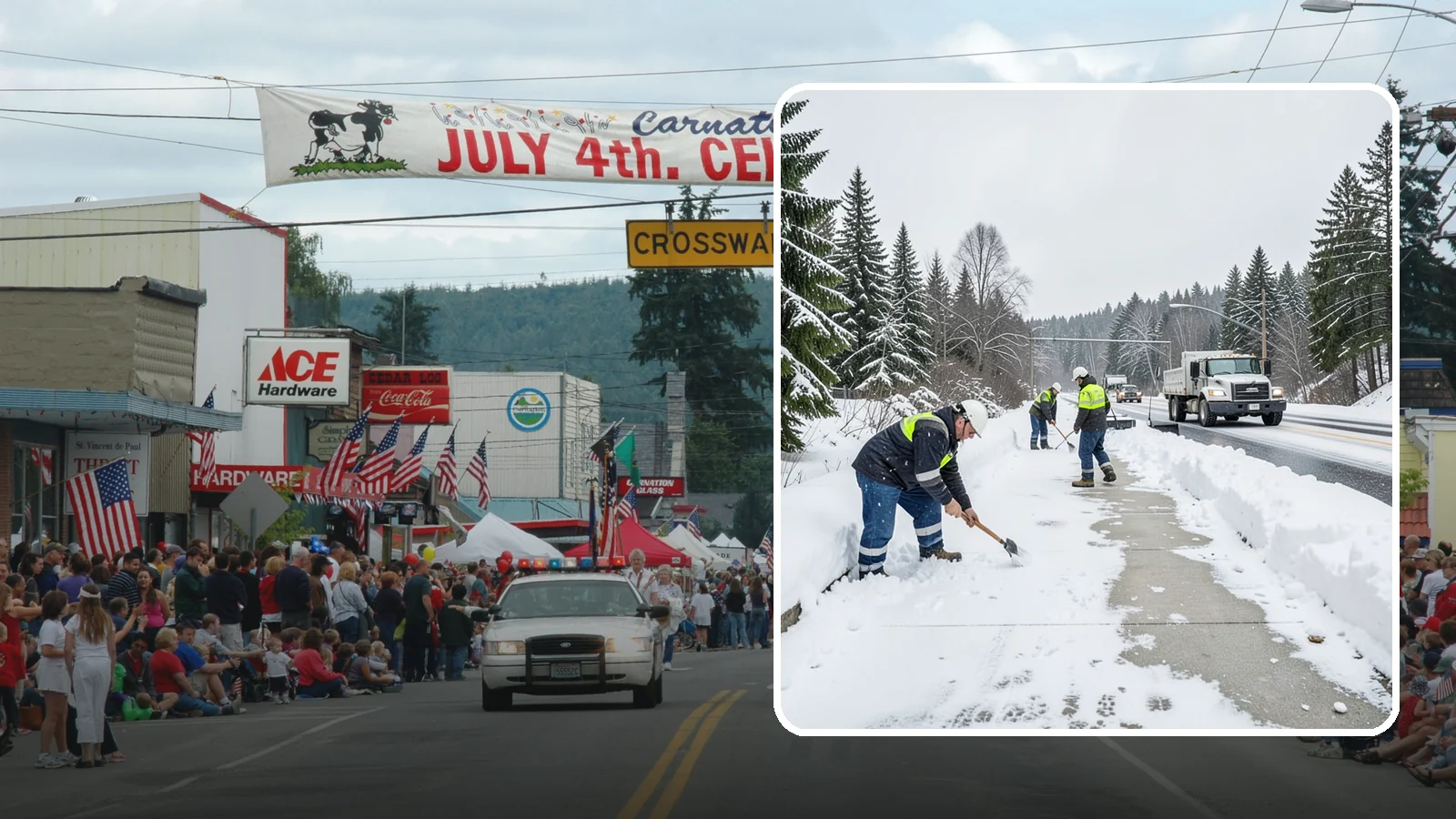 Bridge Deck Snow Removal in Carnation, King County, WA - Clearing and anti-icing of pedestrian and vehicle bridge decks that freeze before any road surface around them.