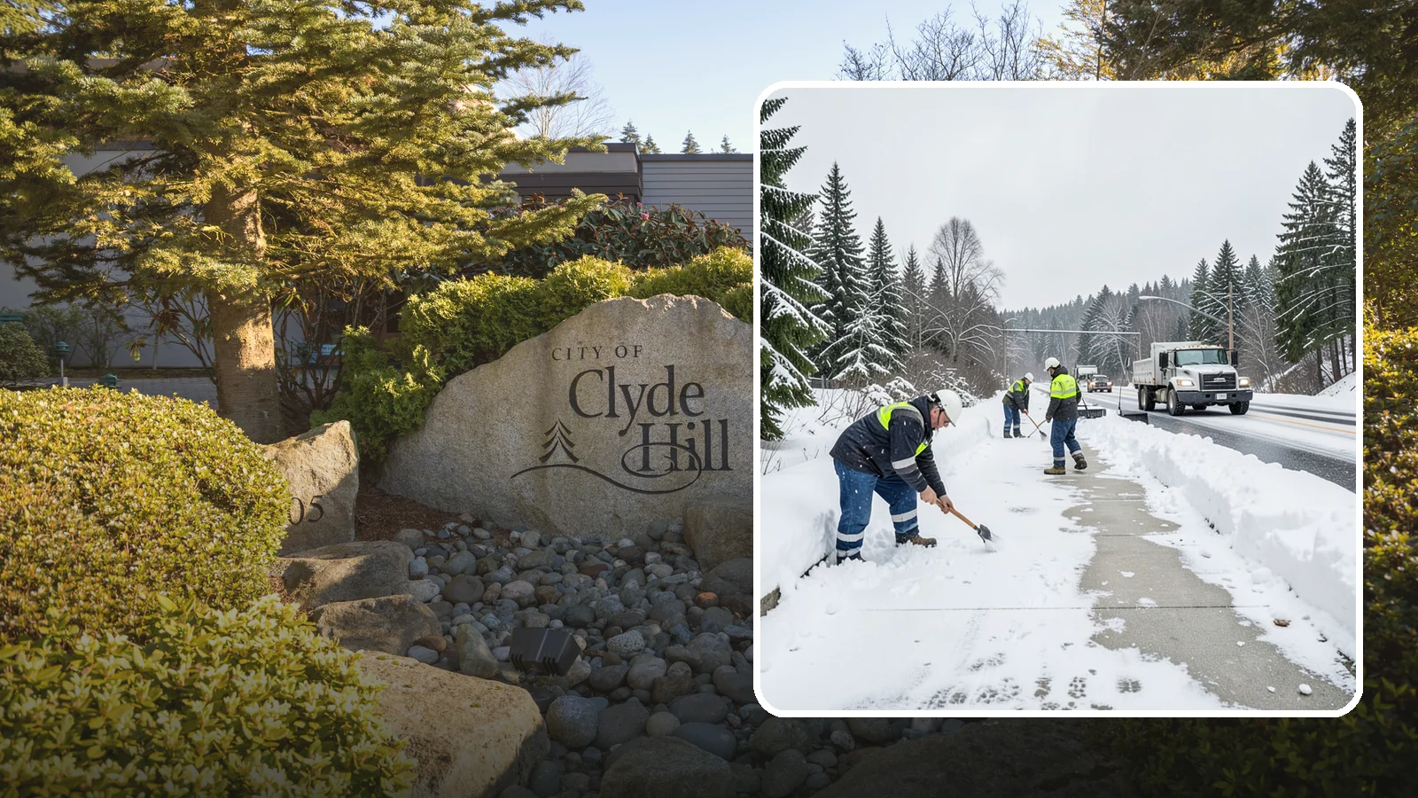 Bridge Deck Snow Removal in Clyde Hill, King County, WA - Clearing and anti-icing of pedestrian and vehicle bridge decks that freeze before any road surface around them.