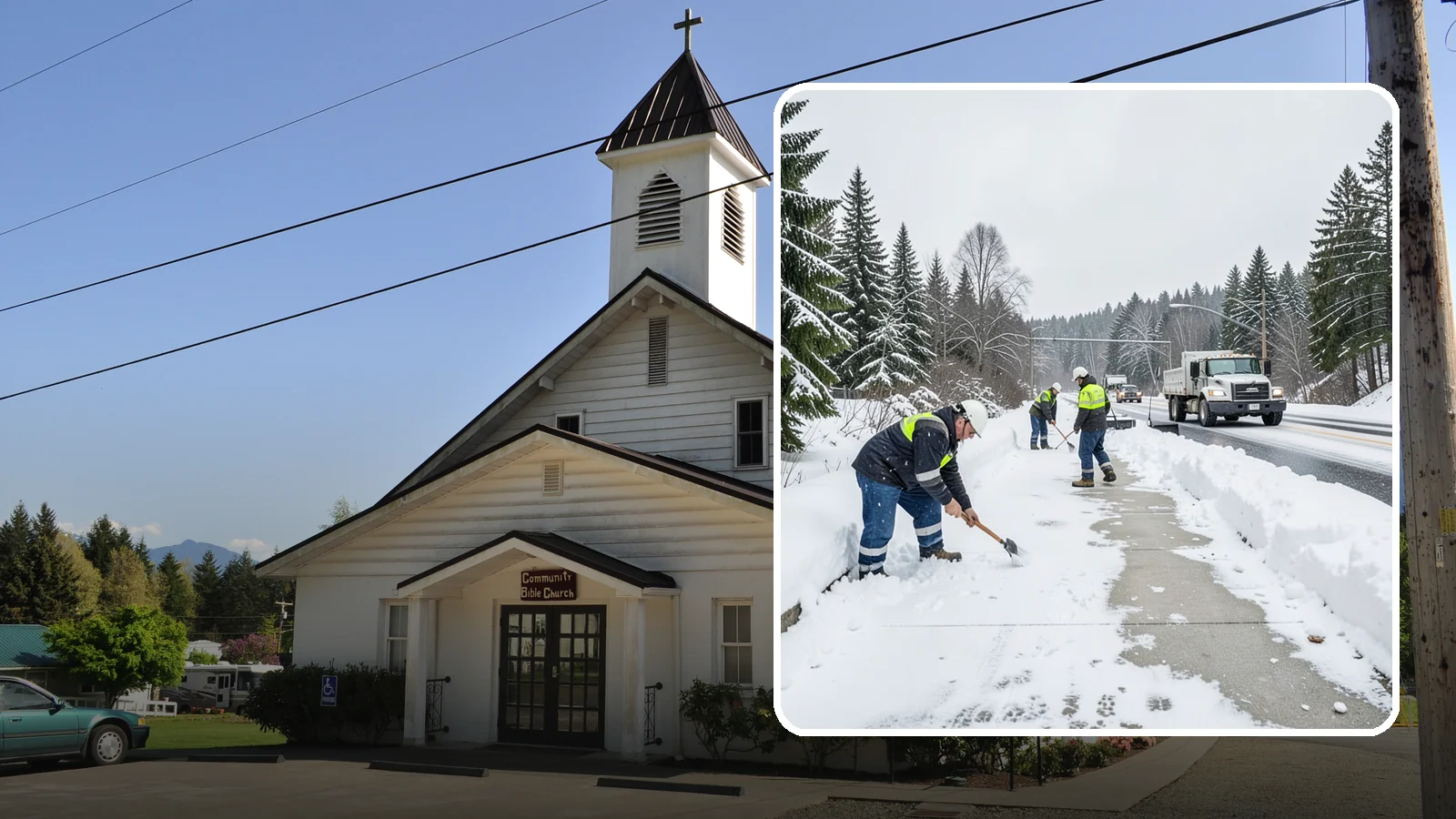 Bridge Deck Snow Removal in Concrete, Skagit County, WA - Clearing and anti-icing of pedestrian and vehicle bridge decks that freeze before any road surface around them.