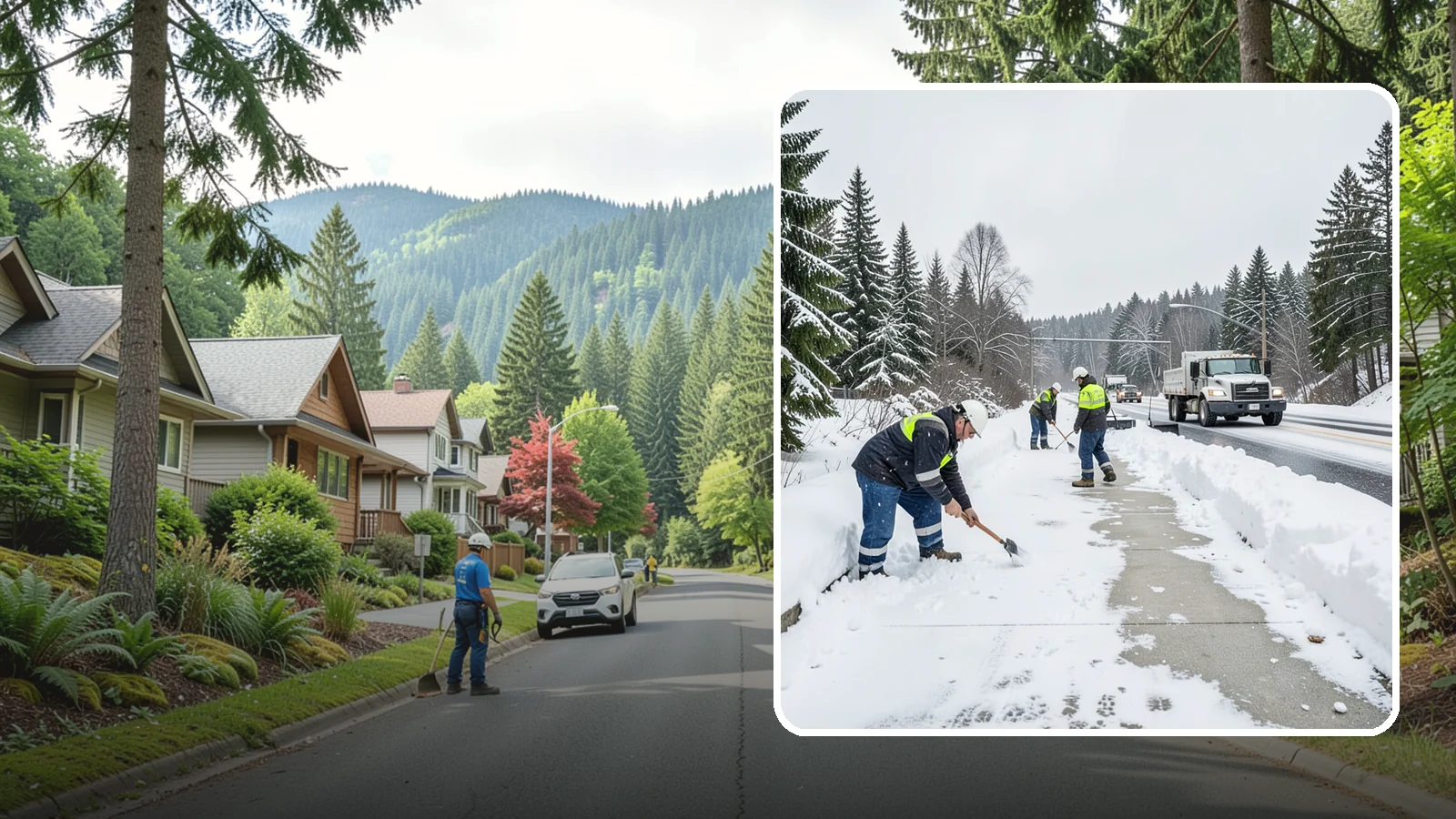 Bridge Deck Snow Removal in Darrington, Snohomish County, WA - Clearing and anti-icing of pedestrian and vehicle bridge decks that freeze before any road surface around them.