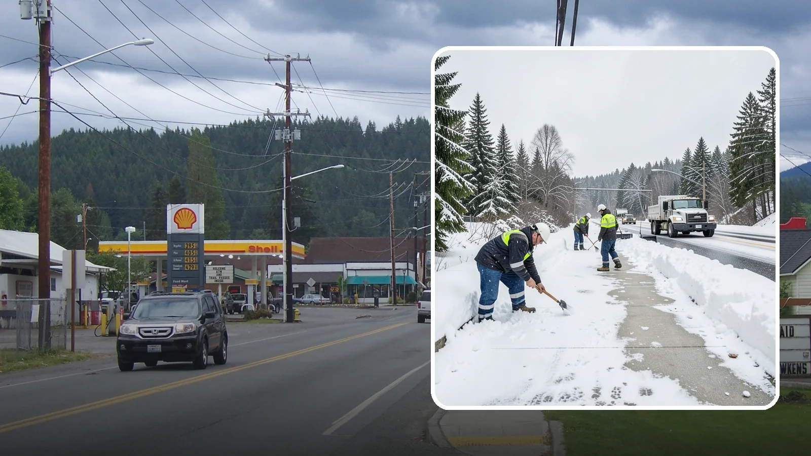 Bridge Deck Snow Removal in Granite Falls, Snohomish County, WA - Clearing and anti-icing of pedestrian and vehicle bridge decks that freeze before any road surface around them.