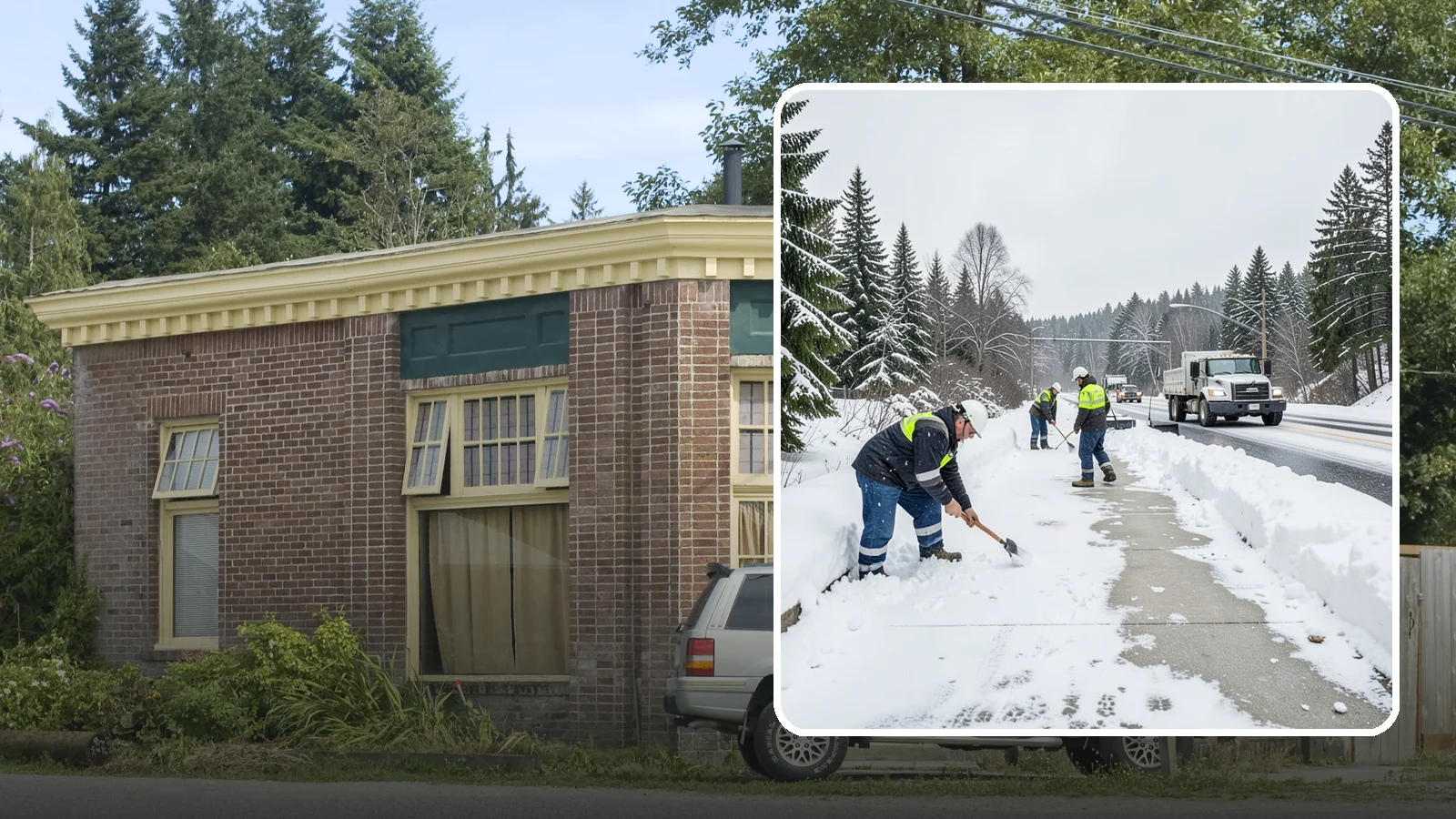 Bridge Deck Snow Removal in Hamilton, Skagit County, WA - Clearing and anti-icing of pedestrian and vehicle bridge decks that freeze before any road surface around them.