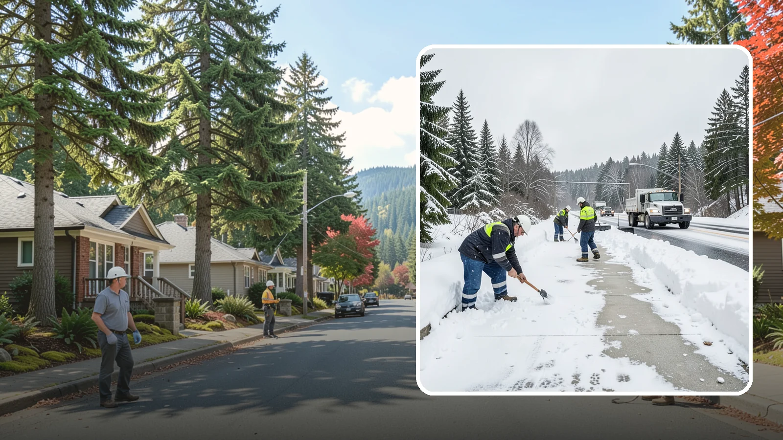 Bridge Deck Snow Removal in Hunts Point, King County, WA - Clearing and anti-icing of pedestrian and vehicle bridge decks that freeze before any road surface around them.