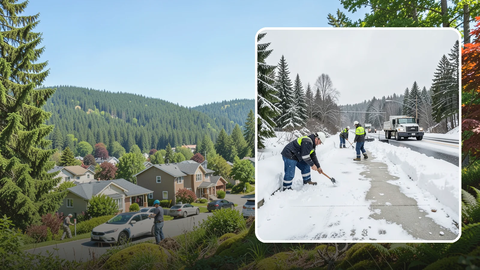 Bridge Deck Snow Removal in Index, Snohomish County, WA - Clearing and anti-icing of pedestrian and vehicle bridge decks that freeze before any road surface around them.
