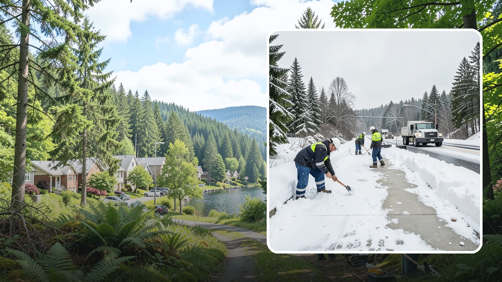 Bridge Deck Snow Removal in Lake Forest Park, King County, WA - Clearing and anti-icing of pedestrian and vehicle bridge decks that freeze before any road surface around them.