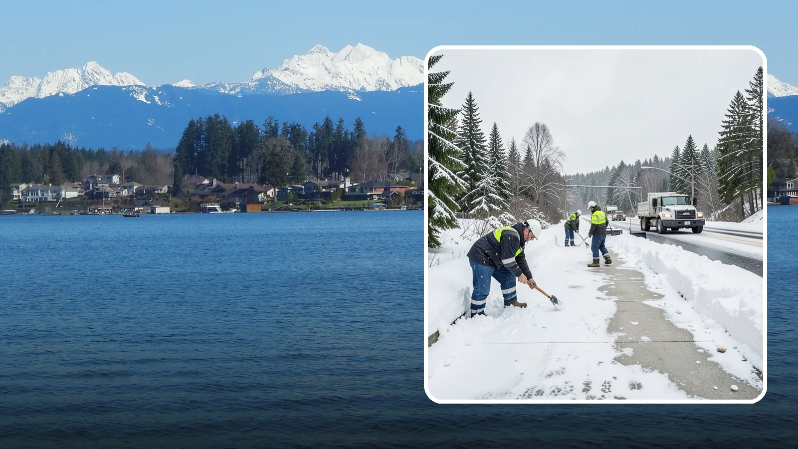 Bridge Deck Snow Removal in Lake Stevens, Snohomish County, WA - Clearing and anti-icing of pedestrian and vehicle bridge decks that freeze before any road surface around them.