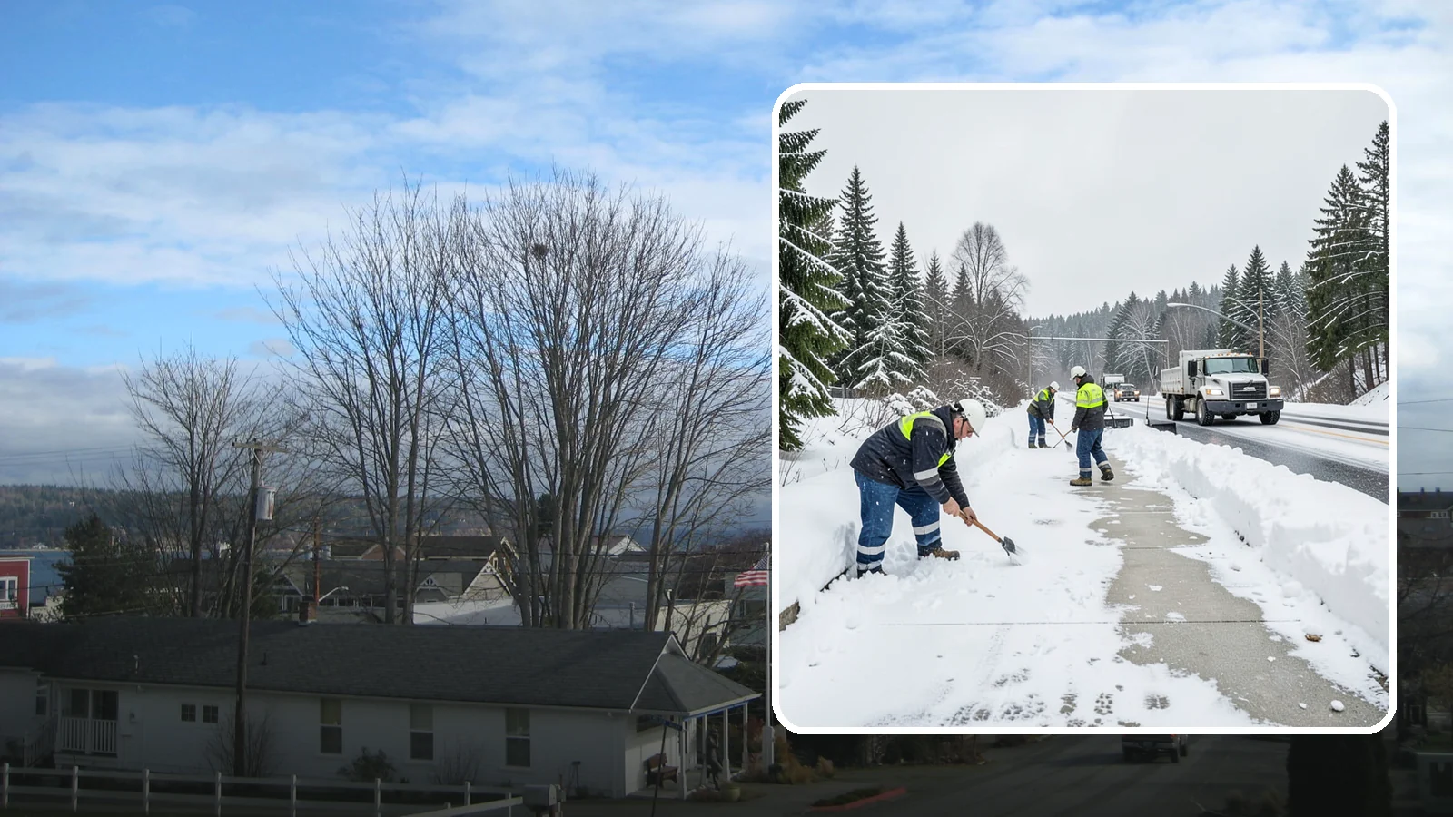 Bridge Deck Snow Removal in Langley, Island County, WA - Clearing and anti-icing of pedestrian and vehicle bridge decks that freeze before any road surface around them.