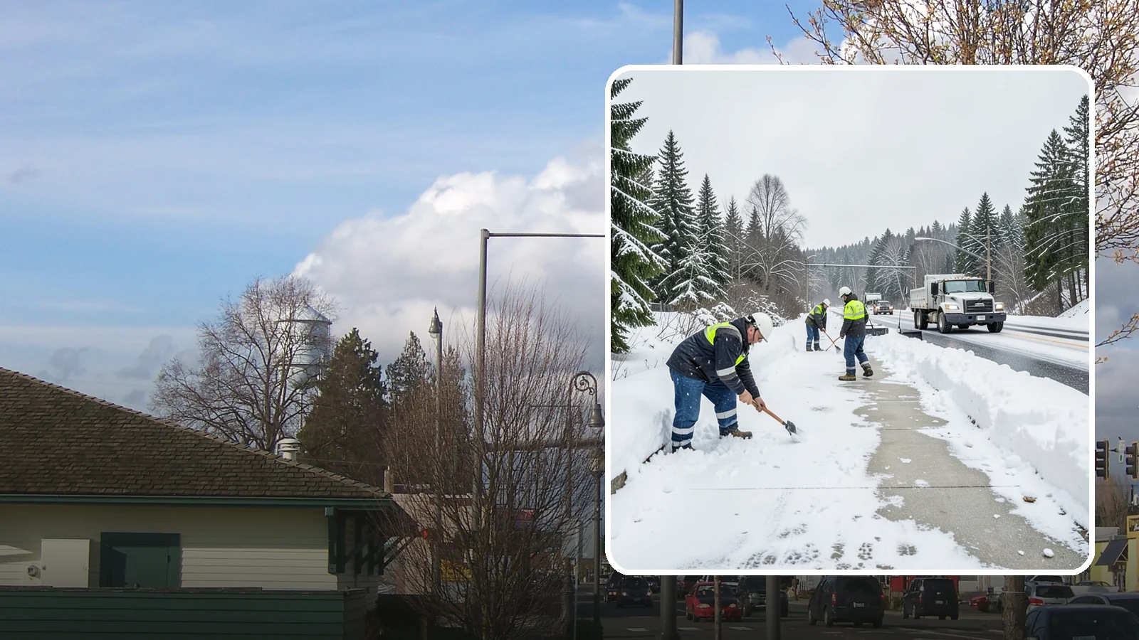 Bridge Deck Snow Removal in Marysville, Snohomish County, WA - Clearing and anti-icing of pedestrian and vehicle bridge decks that freeze before any road surface around them.