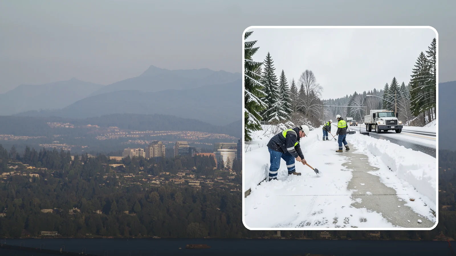 Bridge Deck Snow Removal in Medina, King County, WA - Clearing and anti-icing of pedestrian and vehicle bridge decks that freeze before any road surface around them.