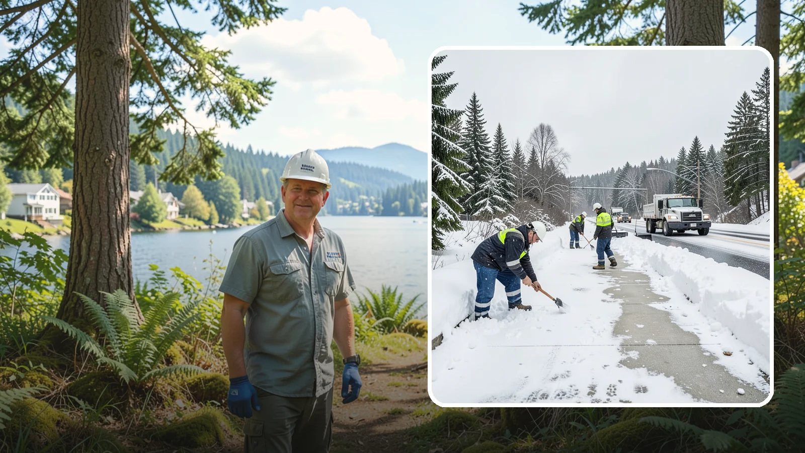 Bridge Deck Snow Removal in Milton, King County, WA - Clearing and anti-icing of pedestrian and vehicle bridge decks that freeze before any road surface around them.