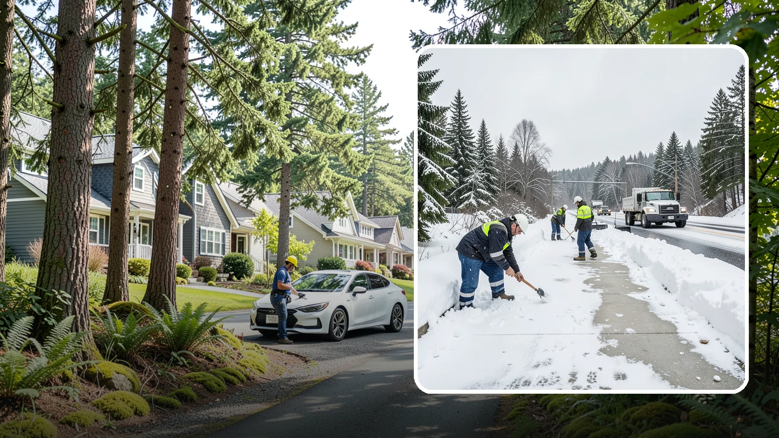 Bridge Deck Snow Removal in Normandy Park, King County, WA - Clearing and anti-icing of pedestrian and vehicle bridge decks that freeze before any road surface around them.